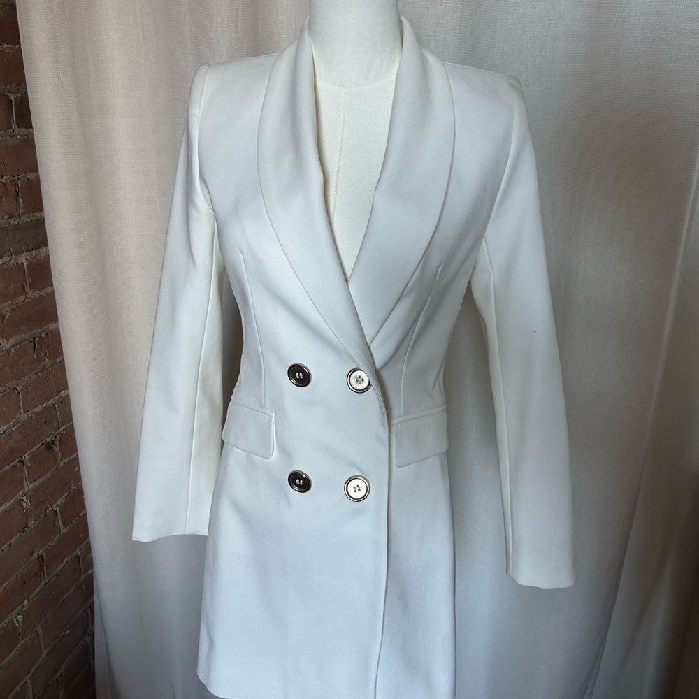 Zara White Double Breasted Blazer Dress Size S